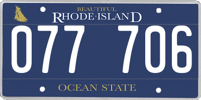 RI license plate 077706