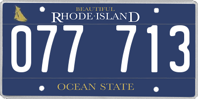 RI license plate 077713