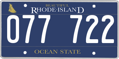 RI license plate 077722