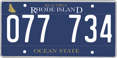 RI license plate 077734
