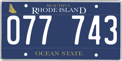 RI license plate 077743