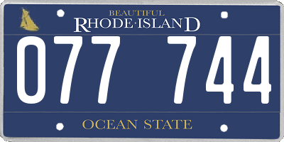 RI license plate 077744
