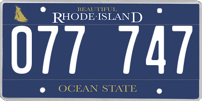 RI license plate 077747