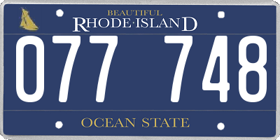 RI license plate 077748