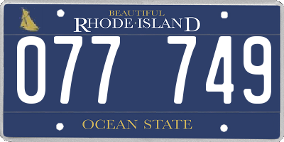 RI license plate 077749
