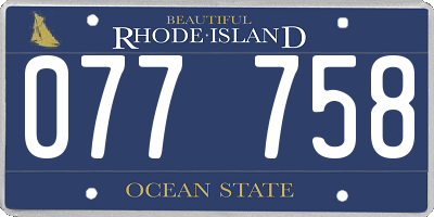 RI license plate 077758