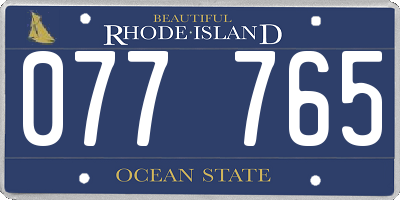 RI license plate 077765
