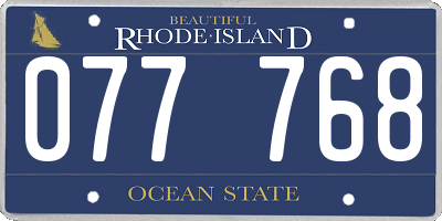 RI license plate 077768