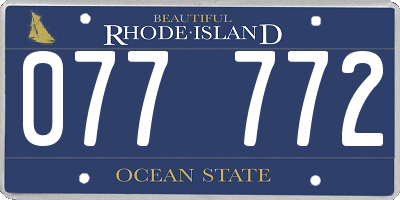 RI license plate 077772