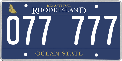 RI license plate 077777