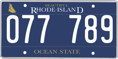 RI license plate 077789