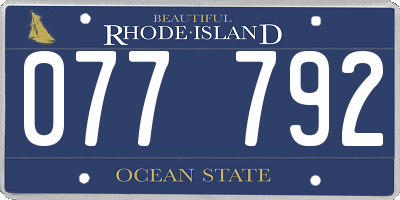 RI license plate 077792