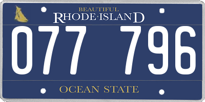RI license plate 077796