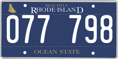 RI license plate 077798