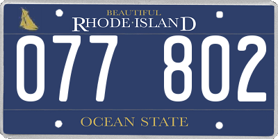RI license plate 077802