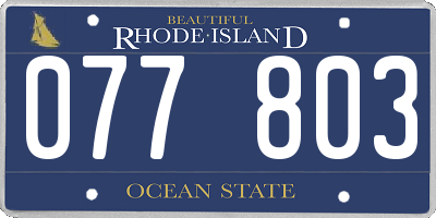 RI license plate 077803
