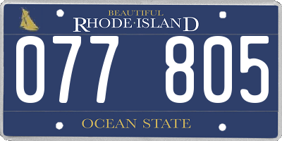 RI license plate 077805