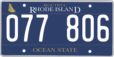 RI license plate 077806