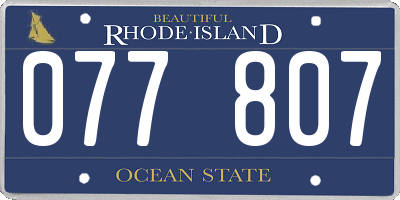 RI license plate 077807