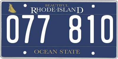 RI license plate 077810