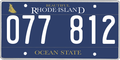 RI license plate 077812