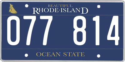 RI license plate 077814