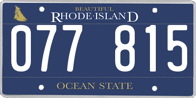 RI license plate 077815