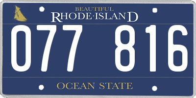 RI license plate 077816