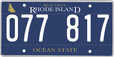 RI license plate 077817