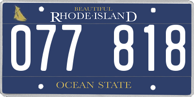 RI license plate 077818