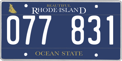 RI license plate 077831