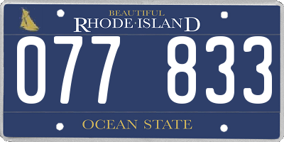 RI license plate 077833