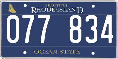 RI license plate 077834
