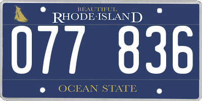RI license plate 077836