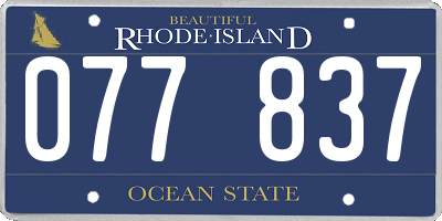 RI license plate 077837