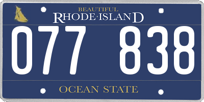 RI license plate 077838