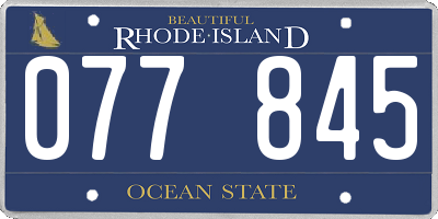 RI license plate 077845