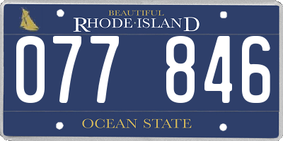 RI license plate 077846