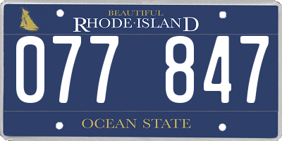 RI license plate 077847