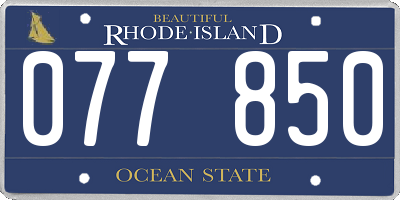 RI license plate 077850