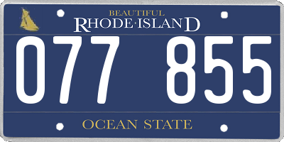 RI license plate 077855