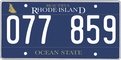 RI license plate 077859