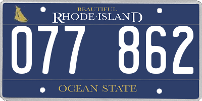 RI license plate 077862
