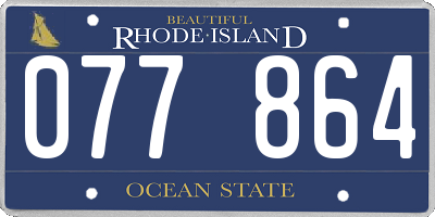 RI license plate 077864