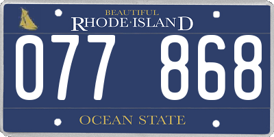 RI license plate 077868