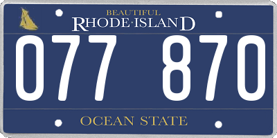 RI license plate 077870