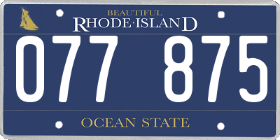 RI license plate 077875