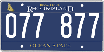 RI license plate 077877