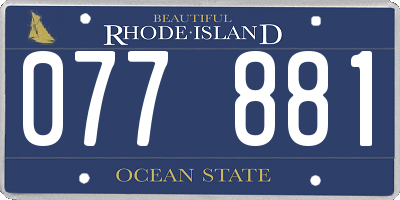 RI license plate 077881