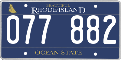 RI license plate 077882